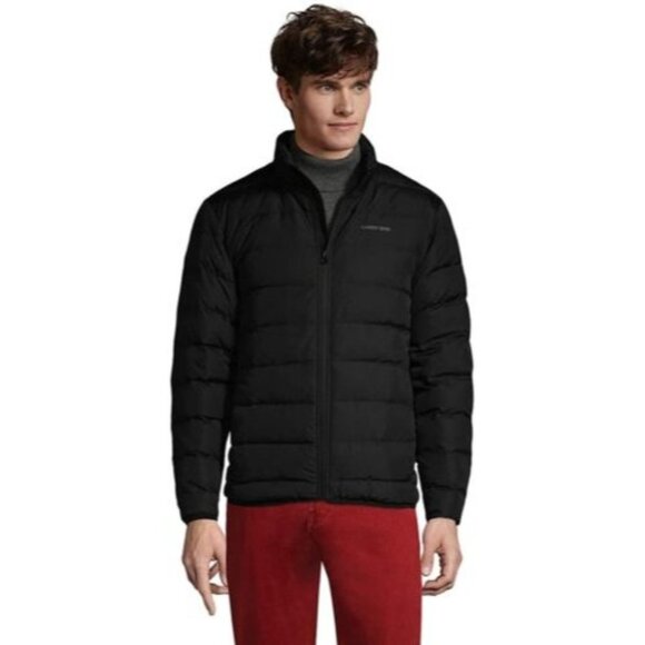 NWT Lands' End Men's Down Puffer Winter Jacket Size XXL 600 Black
